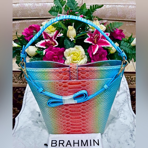 Brahmin Shira bucket Shoulder bag Designer Leather Purse. - Picture 6 of 12